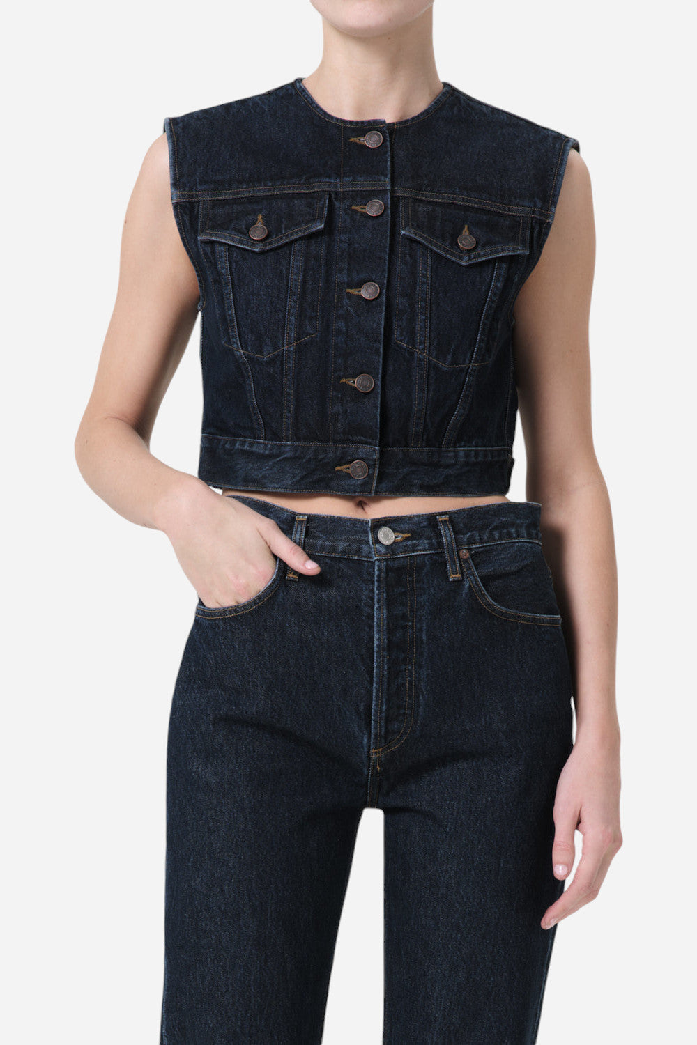 Agolde Leo Vest in Polished – CHROME
