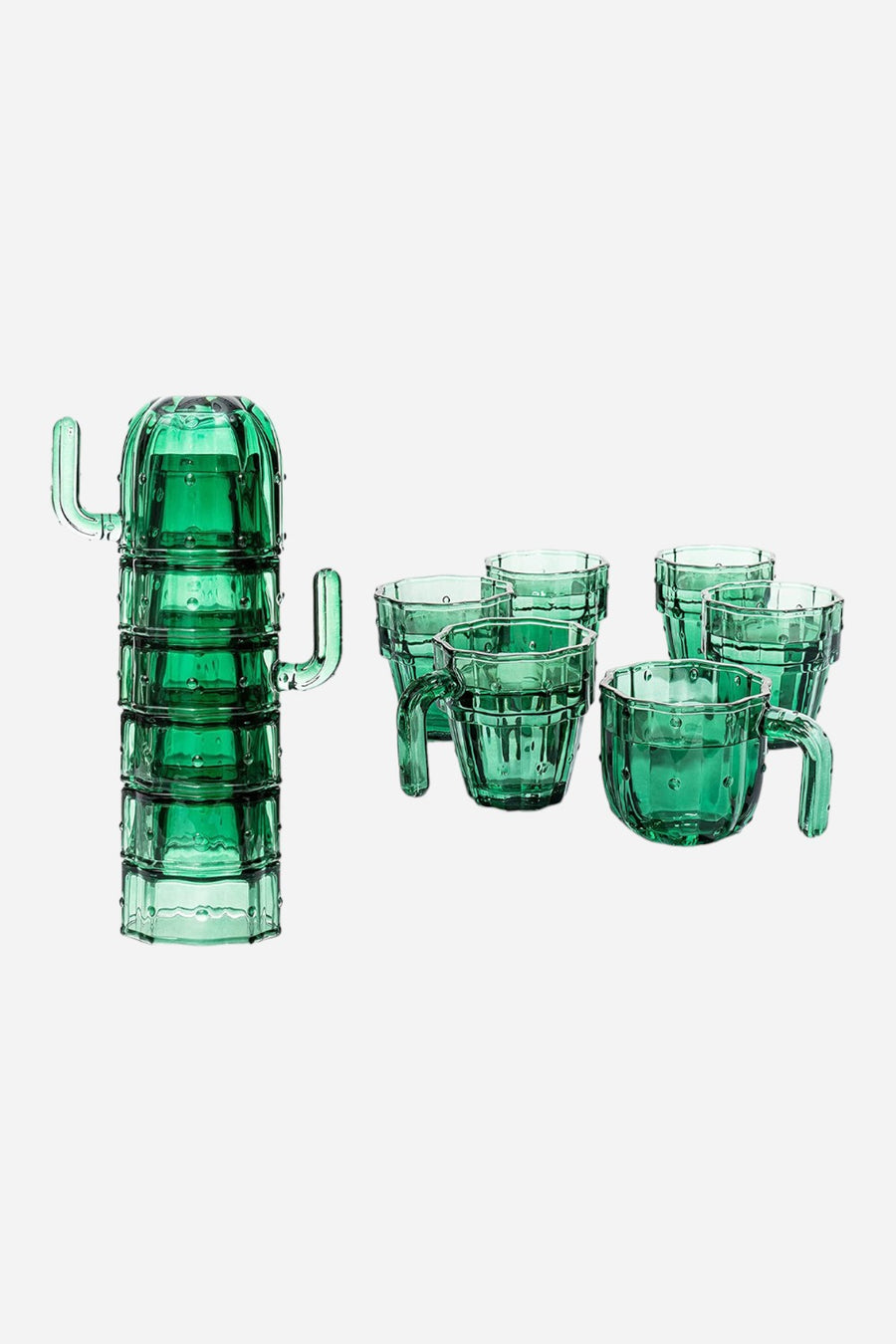 Wine Savant Cactus Stackable Cups in Green, Set of 6