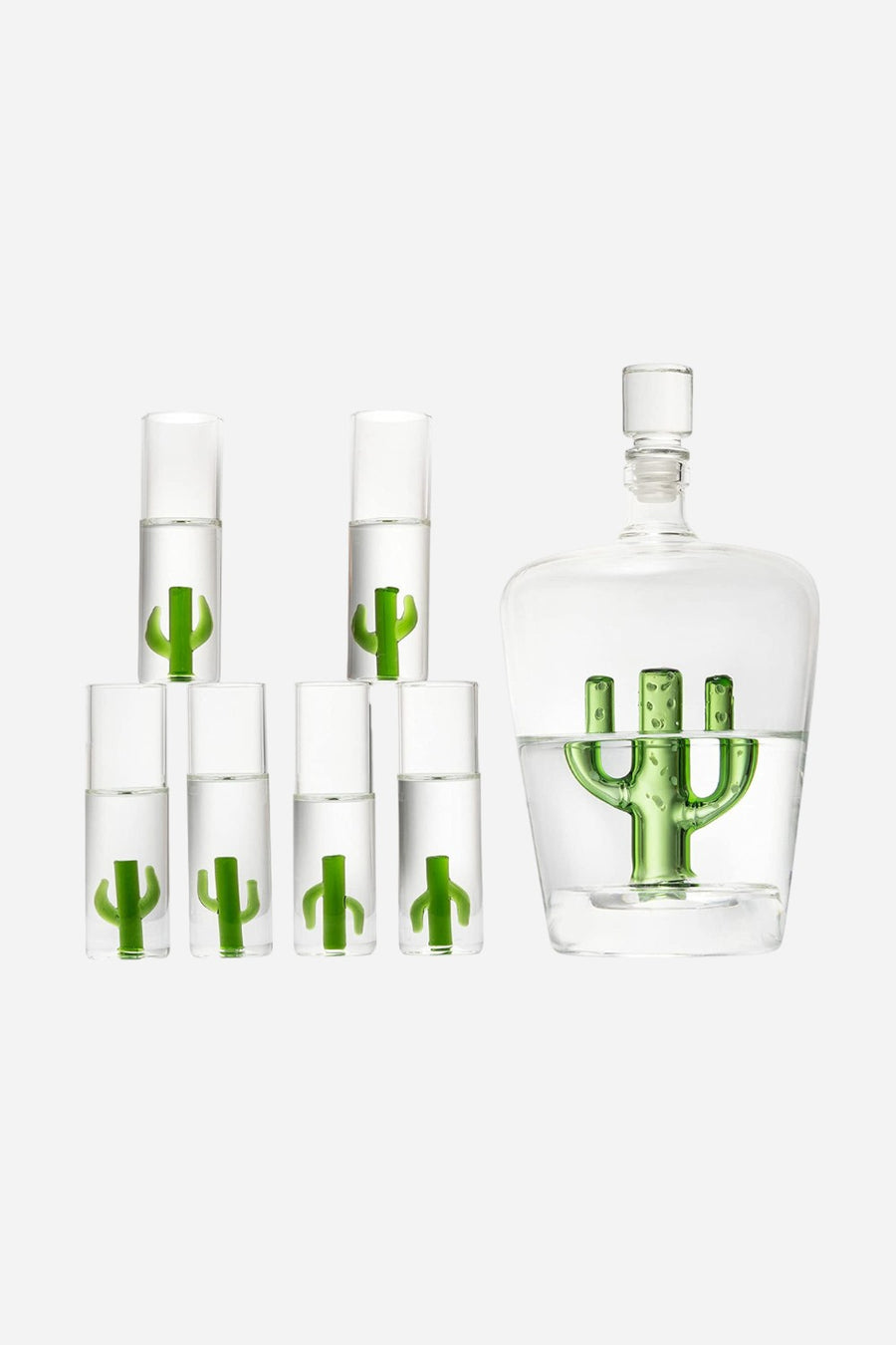 Wine Savant Cactus Tequila Decanter Set with 6 Shot Glasses