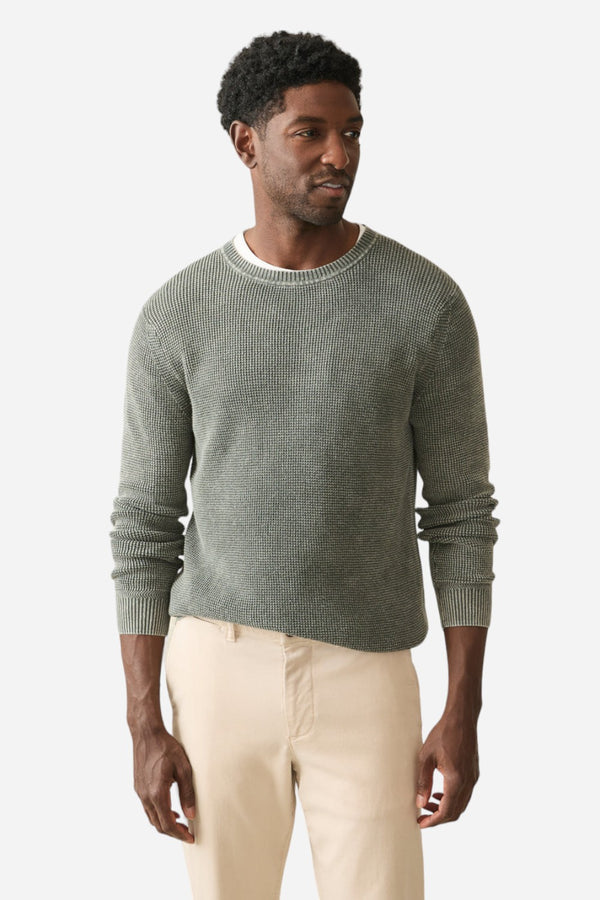 Faherty Sunwashed Crewneck Sweater in Mountain Olive