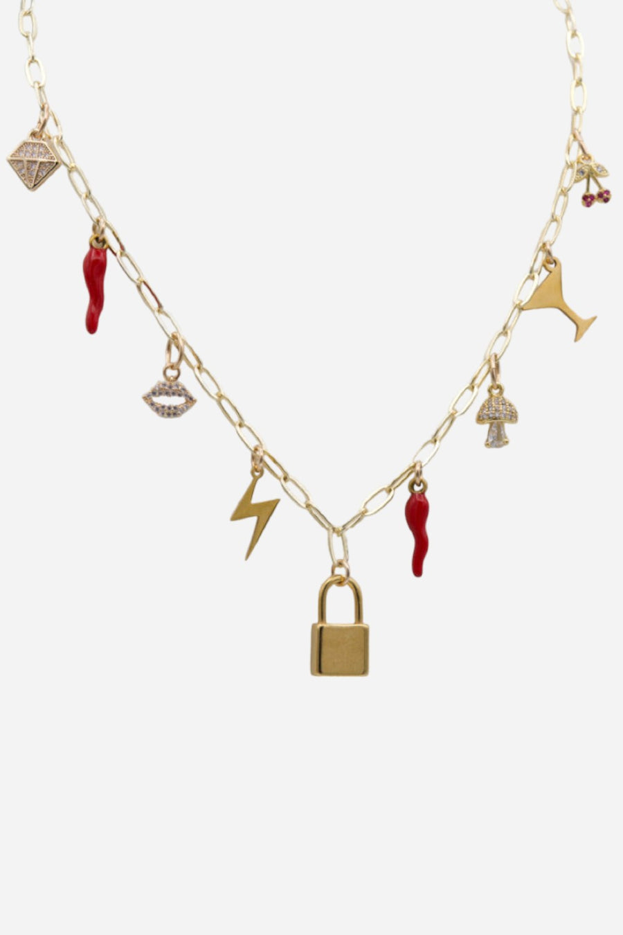 Farrah B Sugar & Spice Charm Necklace in Gold
