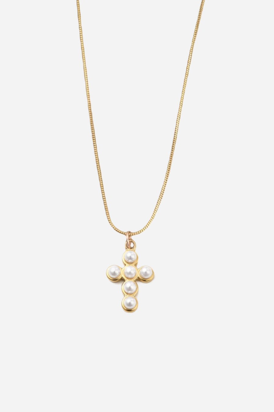 Farrah B Forgiven Pearl Cross Necklace