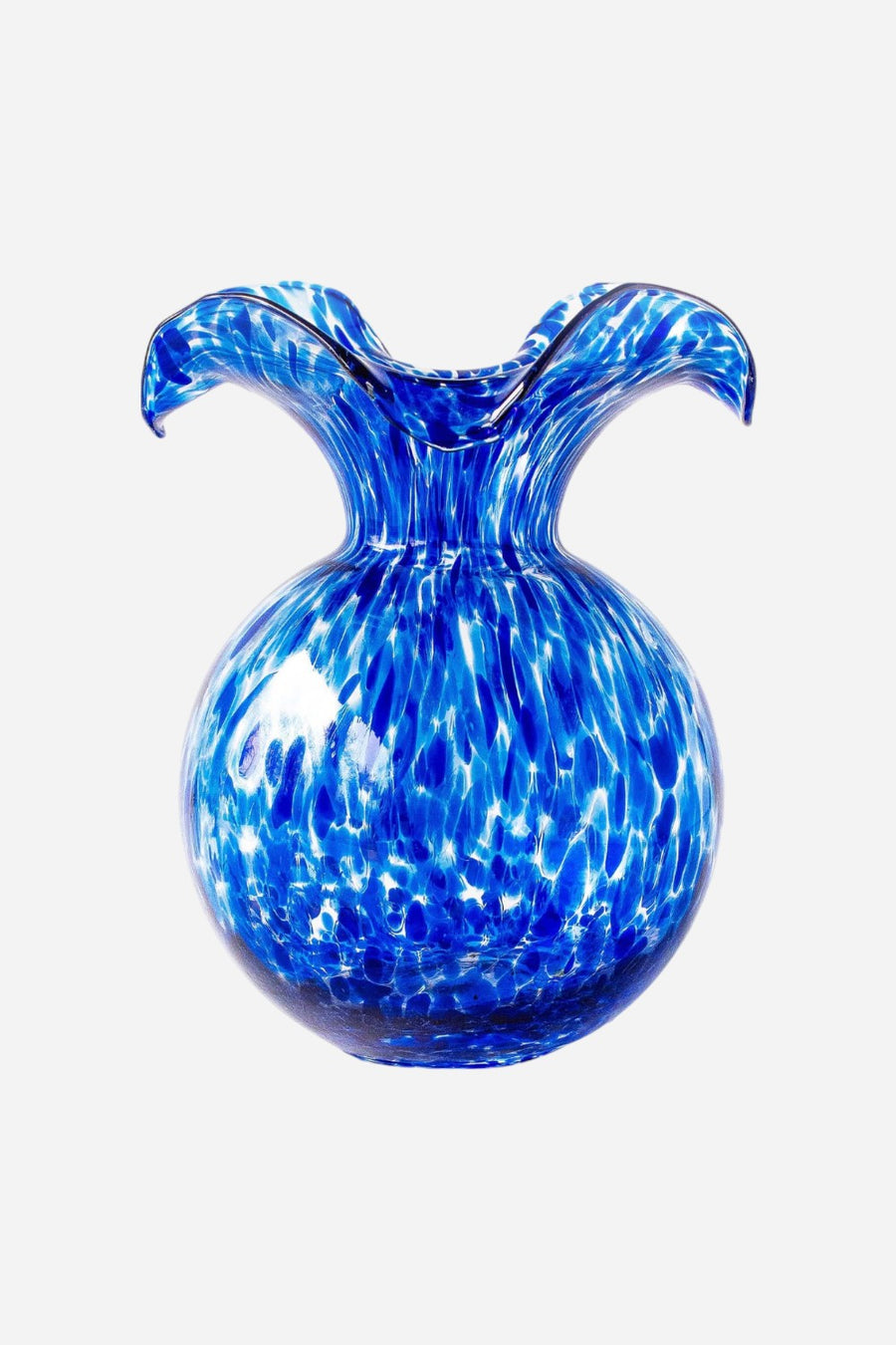 Vietri Hibiscus Glass Cobalt Tortoiseshell Medium Fluted Vase