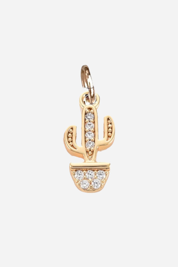 Farrah B Cactus Pave Charm in Gold