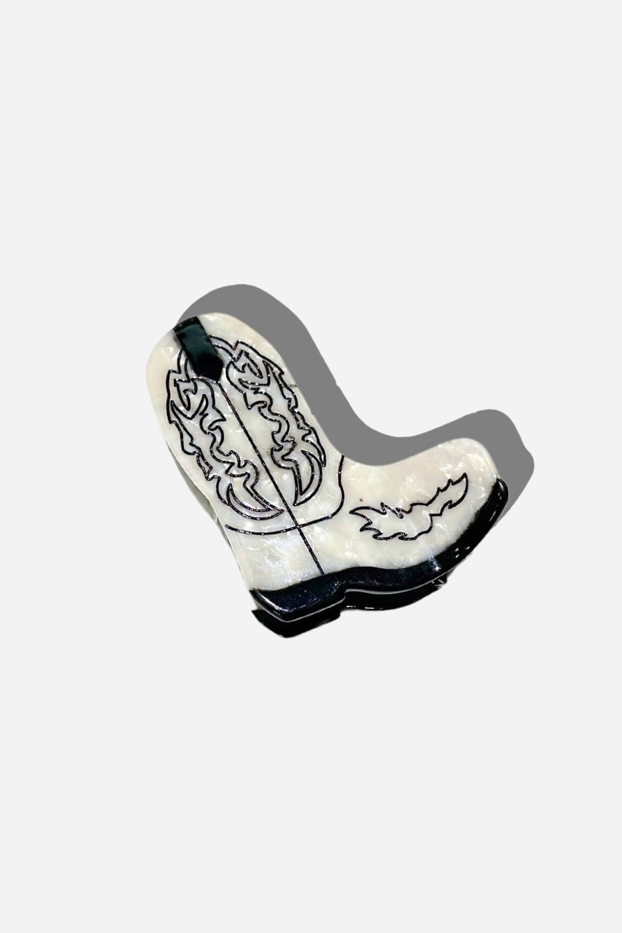 Solar Eclipse Hand-painted White Cowboy Boot Claw Hair Clip