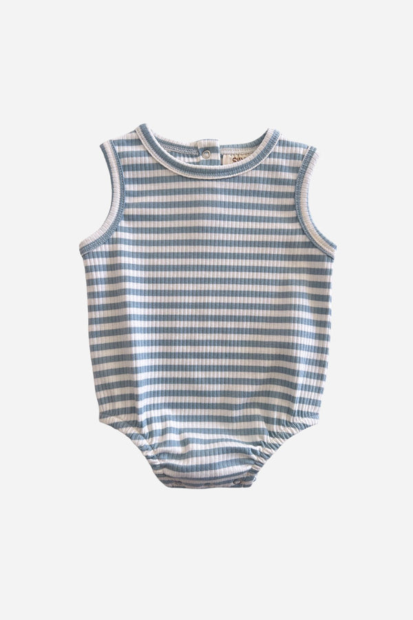 Siix Collection Organic Ribbed Dune Bubble in Dusty Blue Stripe