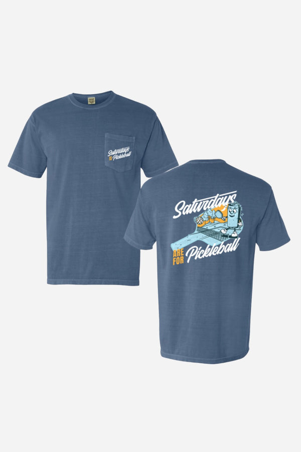 Old Row Saturdays Are For Pickleball Pocket Tee in Blue