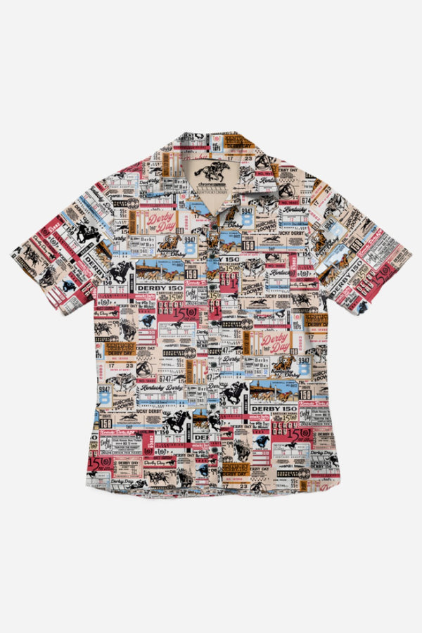 CHROME Studio Kentucky Derby Vintage Tickets Men's Short Sleeve Shirt