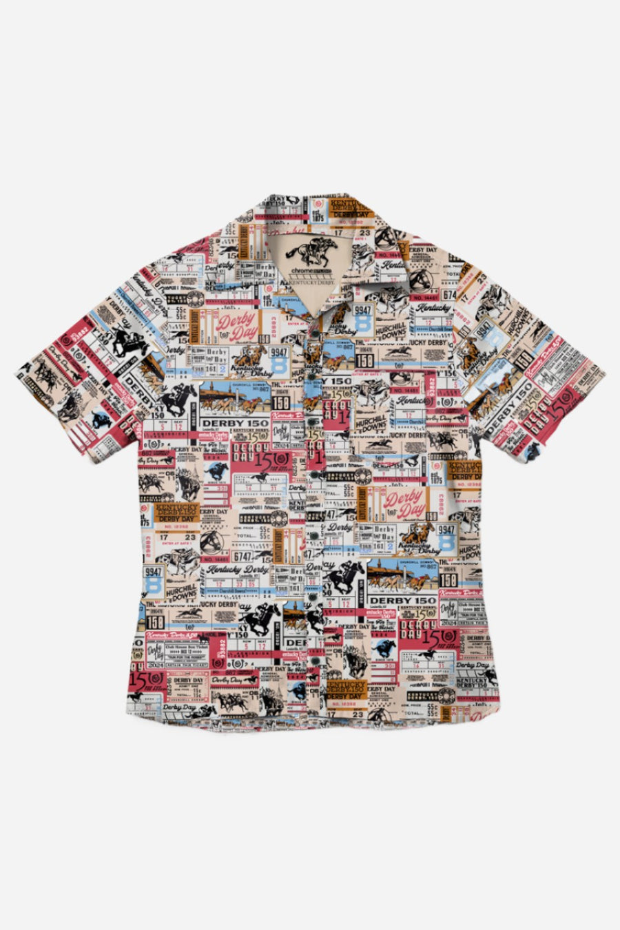 CHROME Studio Kentucky Derby Vintage Tickets Men's Short Sleeve Shirt