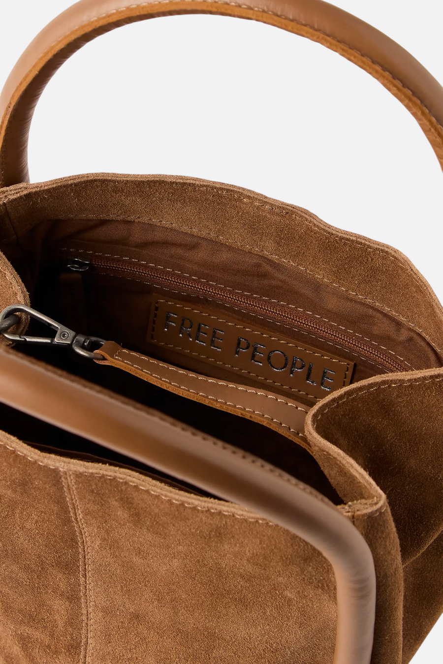 Free People Barlow Bucket Bag in cognac, side view