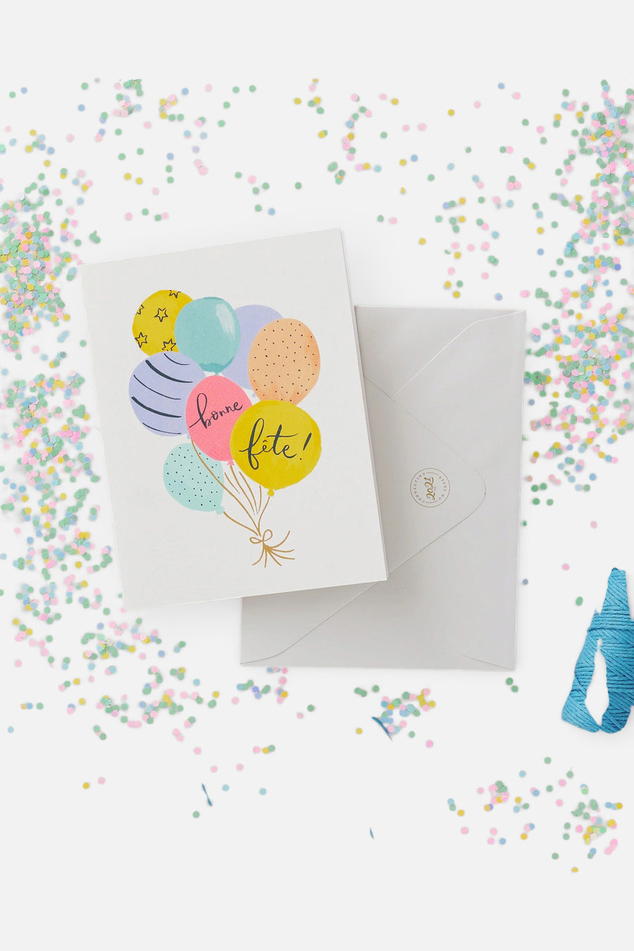 2021 CO Bonne Fête Balloon Bouquet Birthday Card – back view