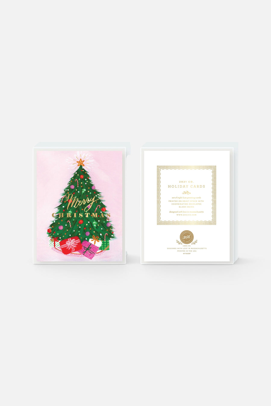 2021 CO Bright Christmas Tree Foil Holiday Card – back view