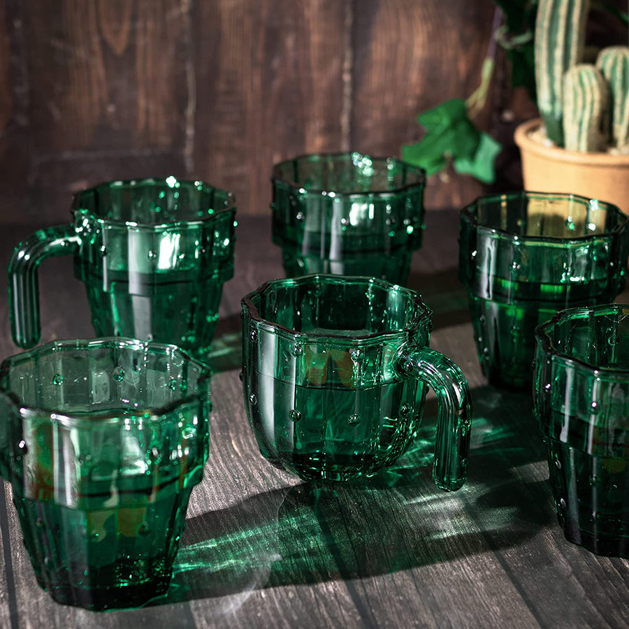 Wine Savant Cactus Stackable Cups in Green, Set of 6