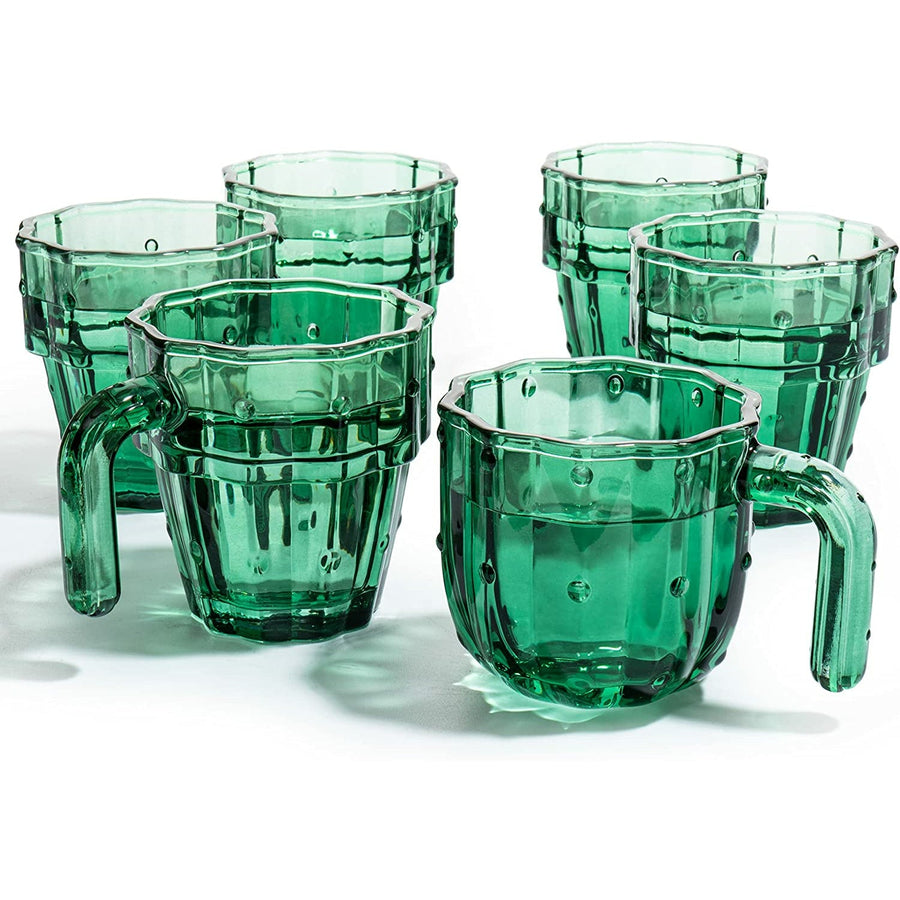 Wine Savant Cactus Stackable Cups in Green, Set of 6