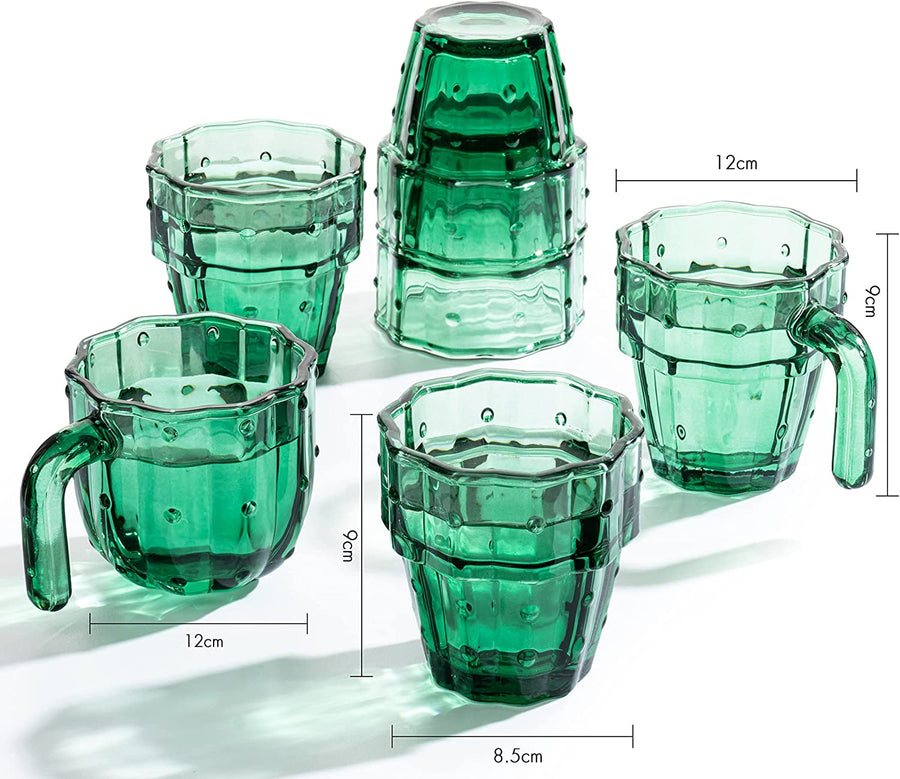 Wine Savant Cactus Stackable Cups in Green, Set of 6