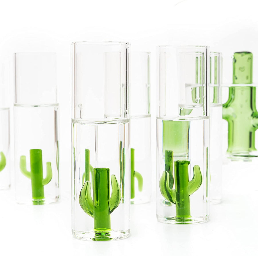 Wine Savant Cactus Tequila Decanter Set with 6 Shot Glasses
