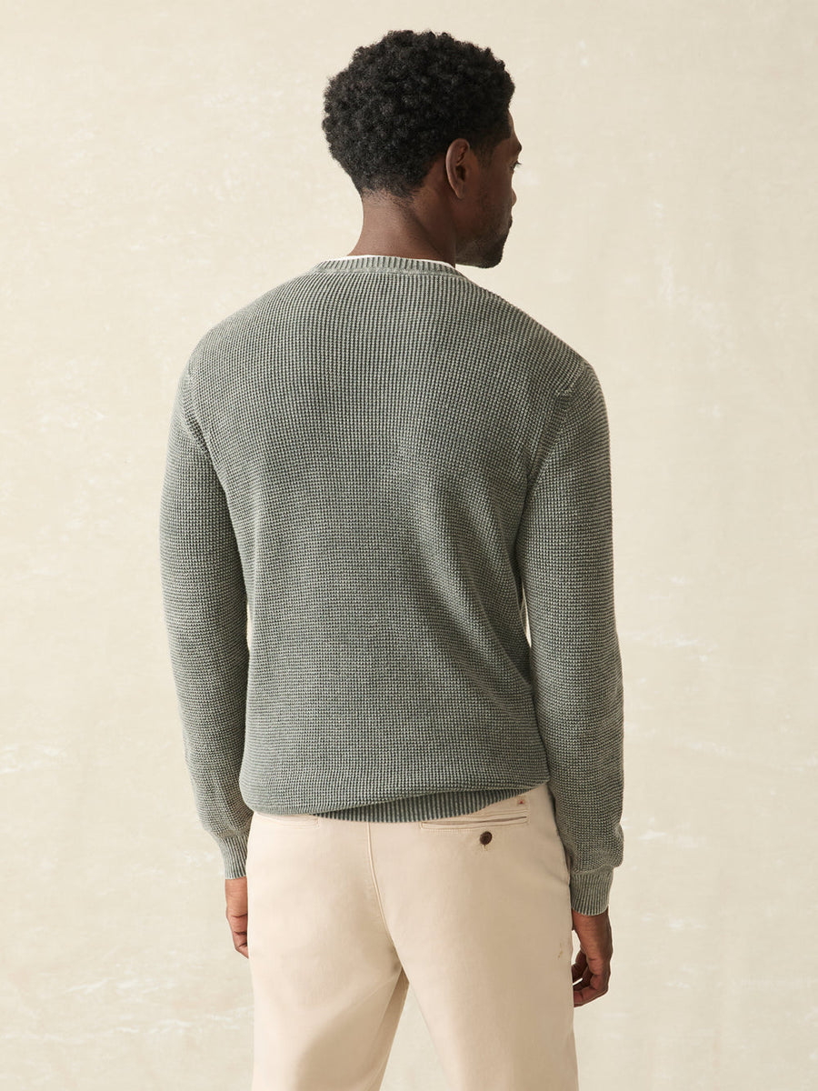 Faherty Sunwashed Crewneck Sweater in Mountain Olive