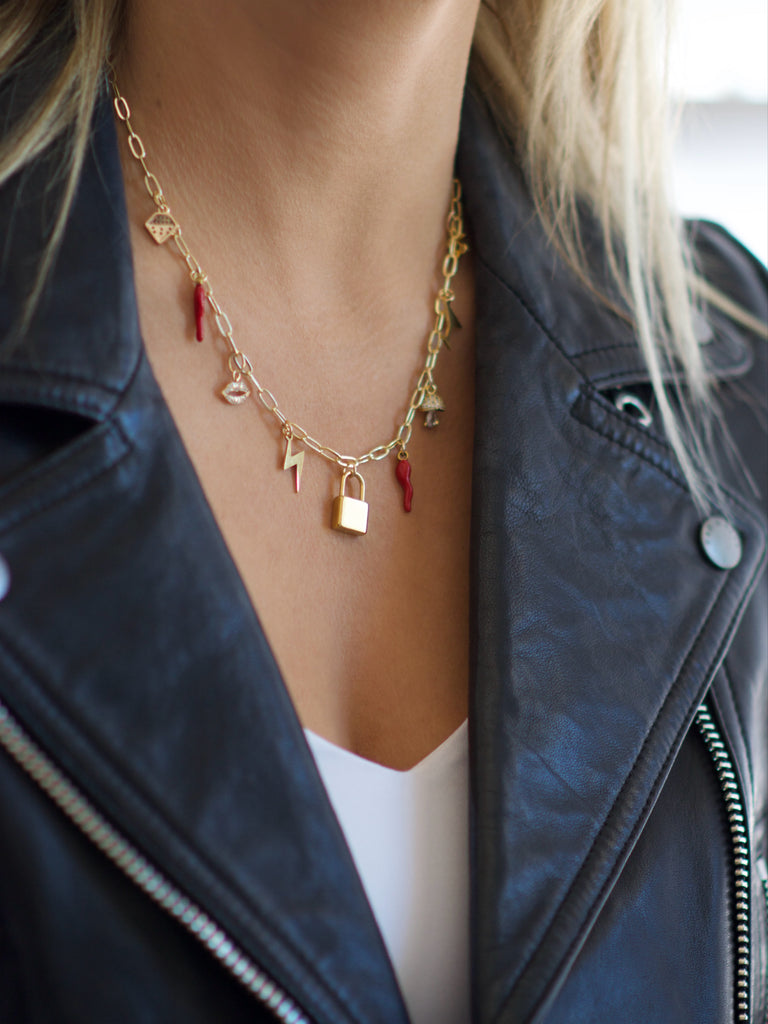 Farrah B Sugar & Spice Charm Necklace in Gold