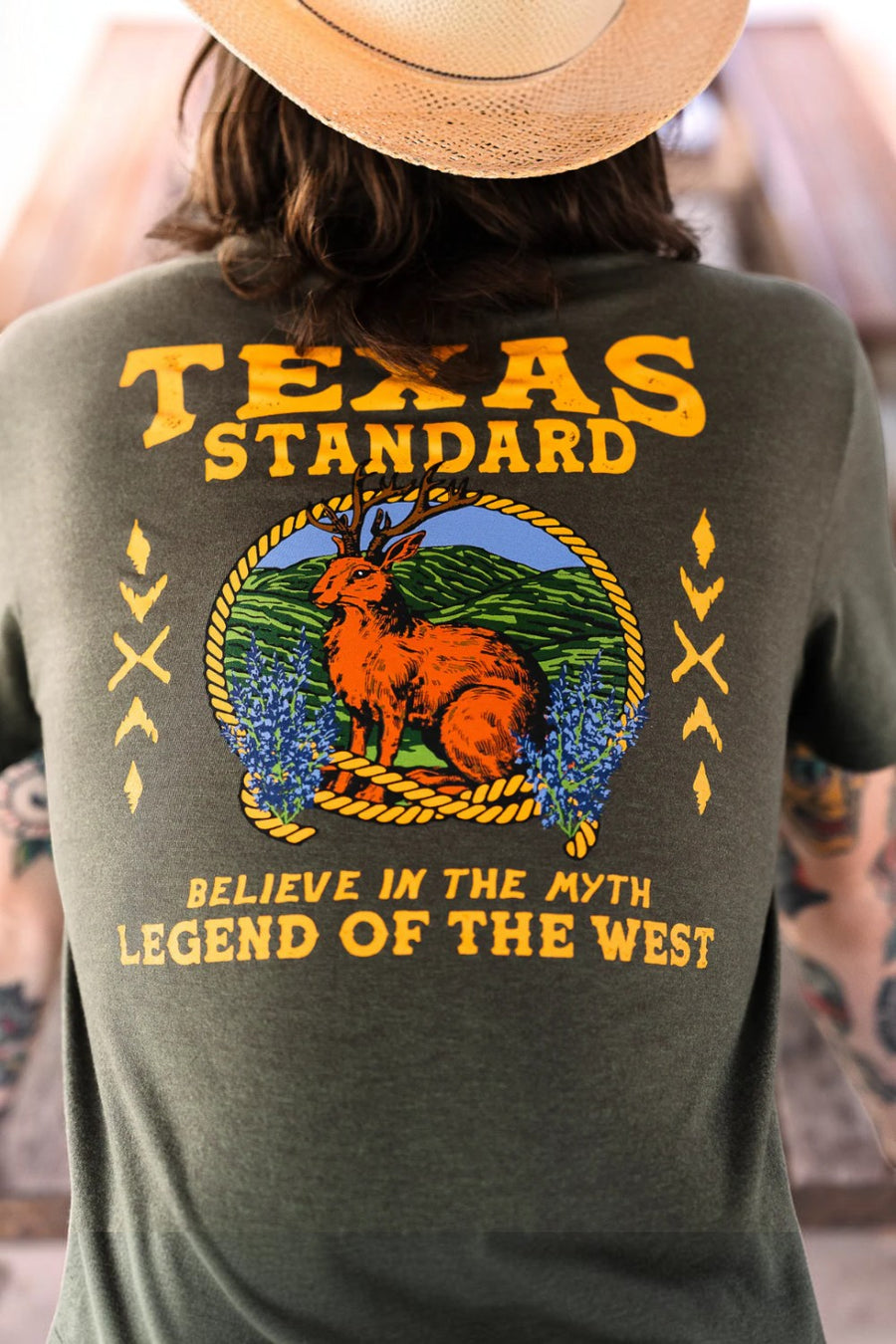 Texas Standard Jackalope Heritage Tee in Green