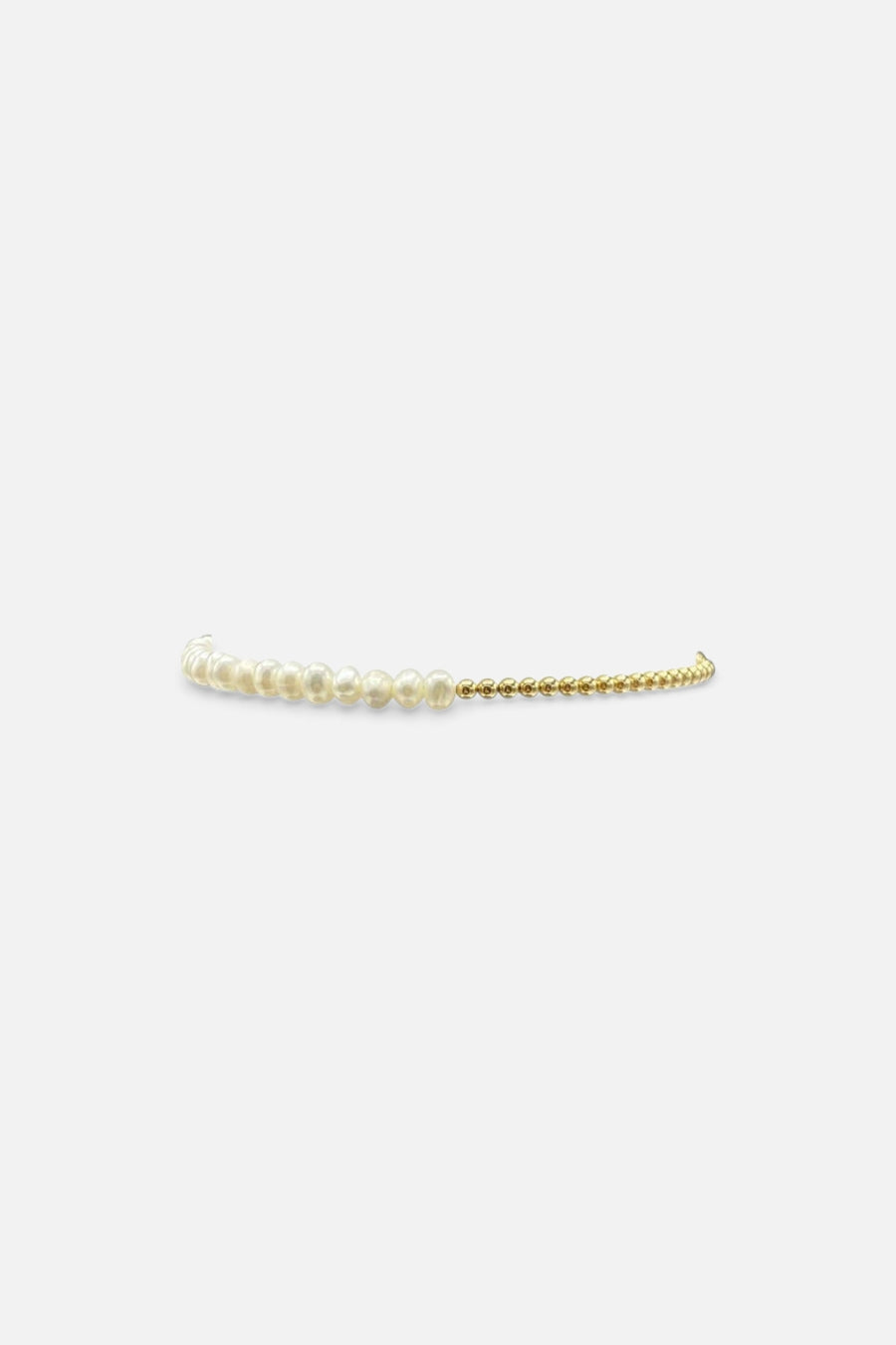 2mm Yellow Gold Filled Bracelet With White Pearl – side view