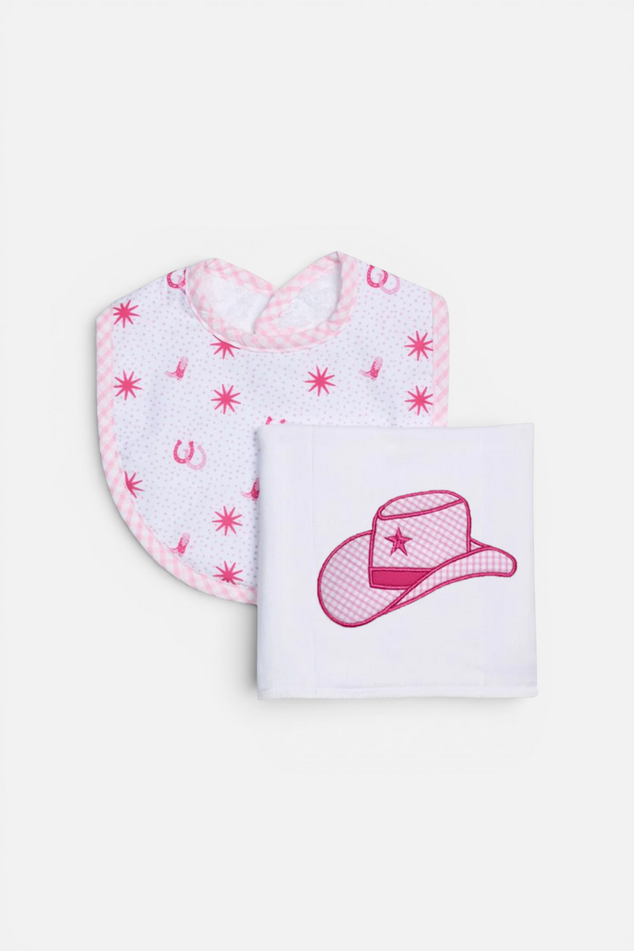 3 Marthas Cowgirl Hat Bib & Burp Box Set – front view