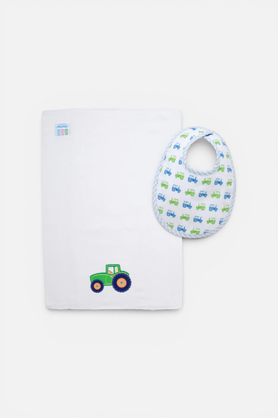 3 Marthas Tractor Bib & Burp Box Set – back view