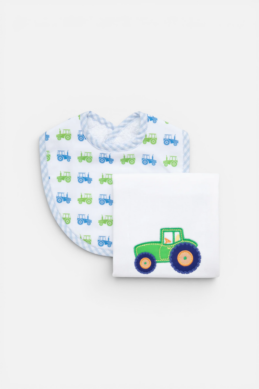 3 Marthas Tractor Bib & Burp Box Set – front view