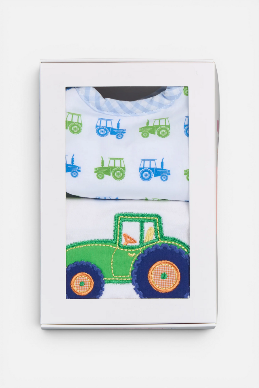 3 Marthas Tractor Bib & Burp Box Set – side view