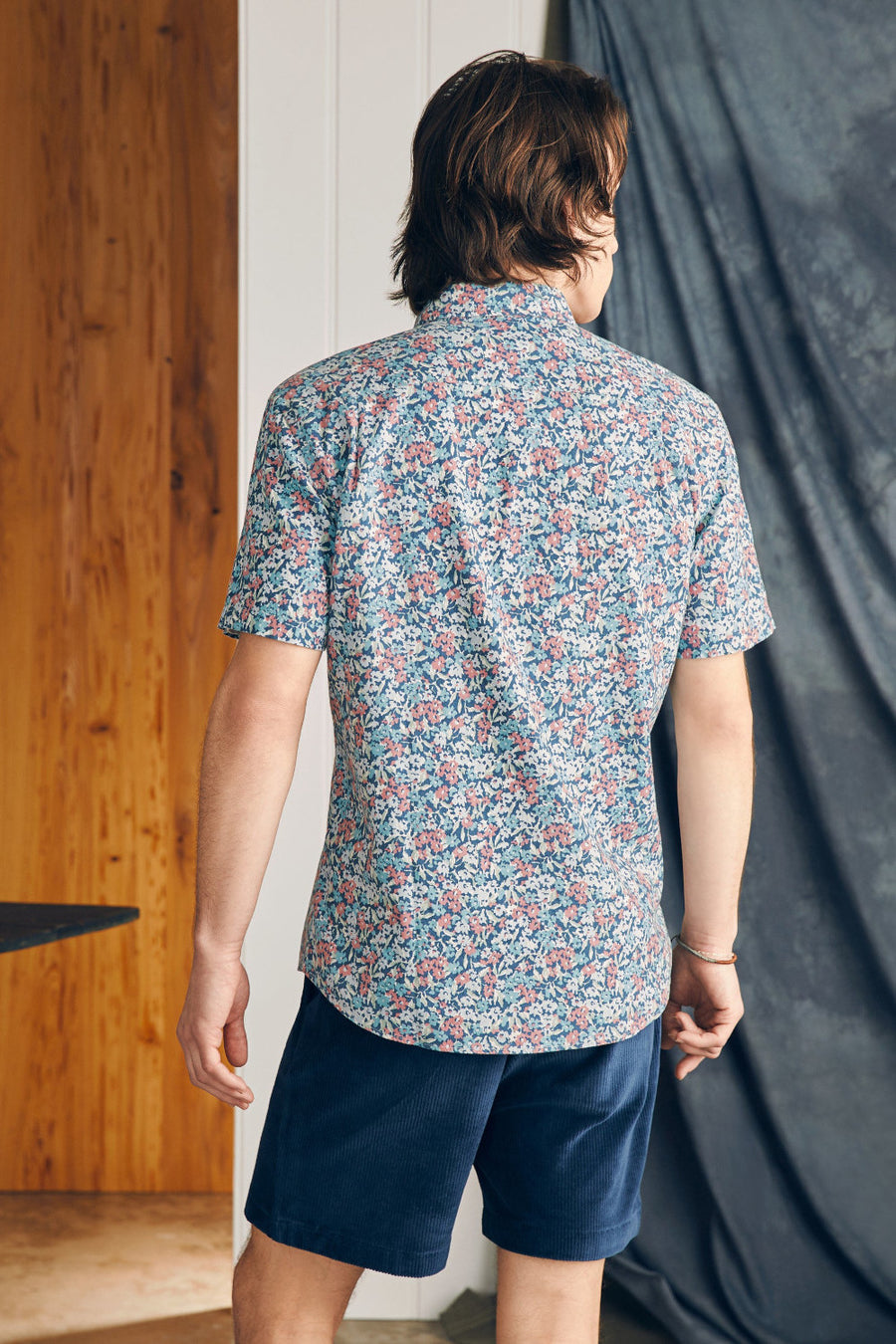 Faherty Short-Sleeve Breeze Shirt in Seafoam Beach Blossom