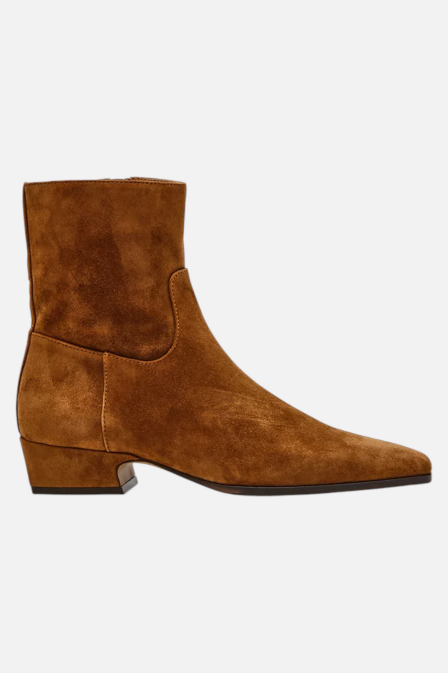 Steve Madden Dusty Block-Heel Booties in Chestnut Suede