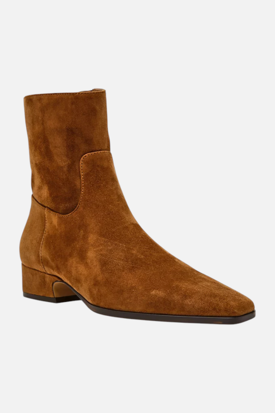 Steve Madden Dusty Block-Heel Booties in Chestnut Suede