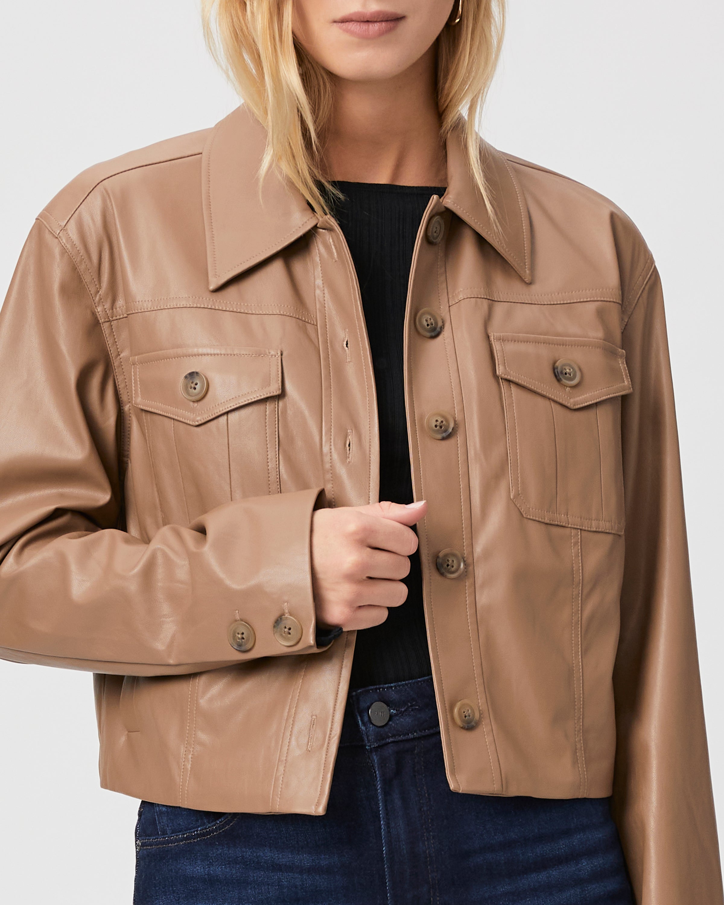 Paige Fenwick Jacket in Burnt Sugar Faux Leather – CHROME