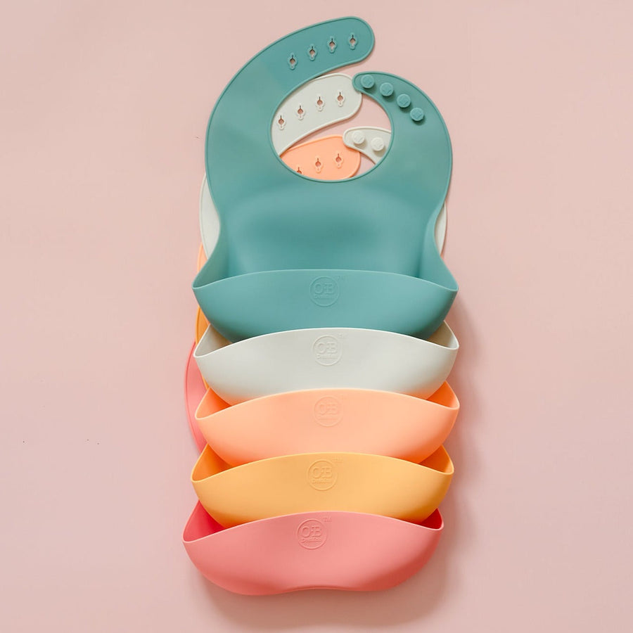 O B Designs Silicone Bib in Peach
