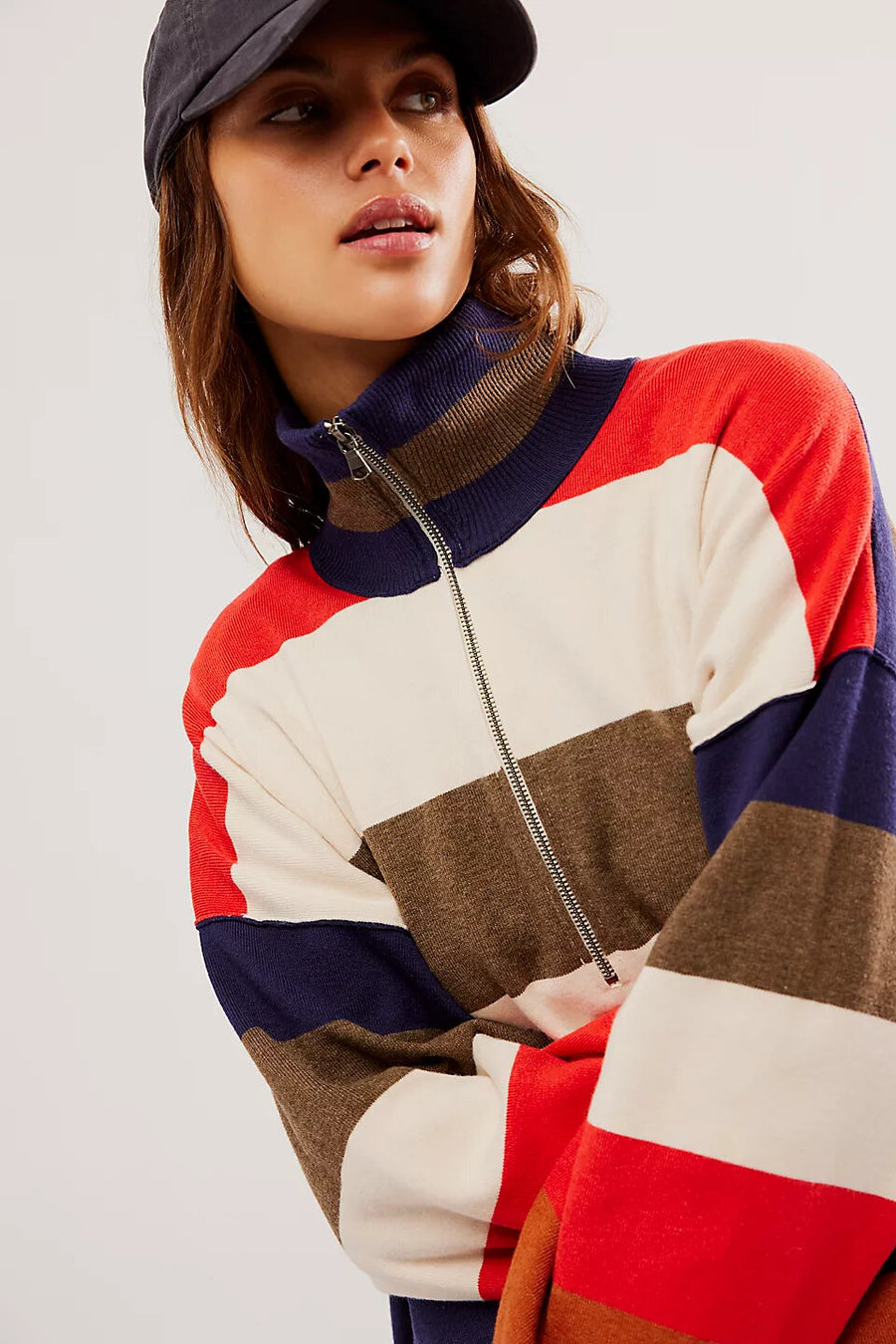 Free People Coastal Stripe Pullover in Set Sail Combo – detail