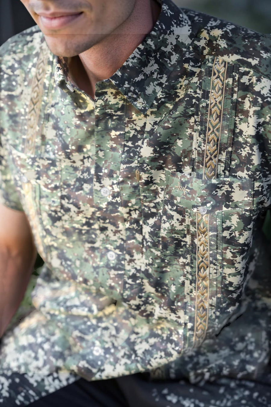 Texas Standard Guayabera Libre Short Sleeve Shirt in Field Camo