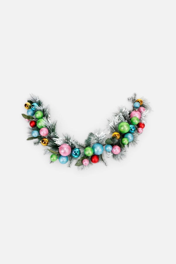 50'S Snowy Garland with Ornaments, 68''