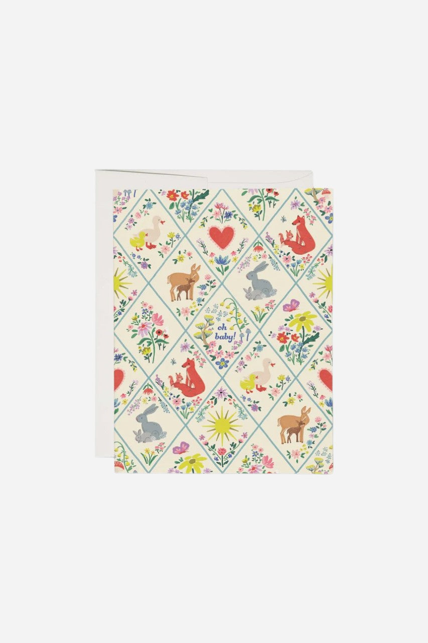 Red Cap Cards Woodland Critters Baby Card