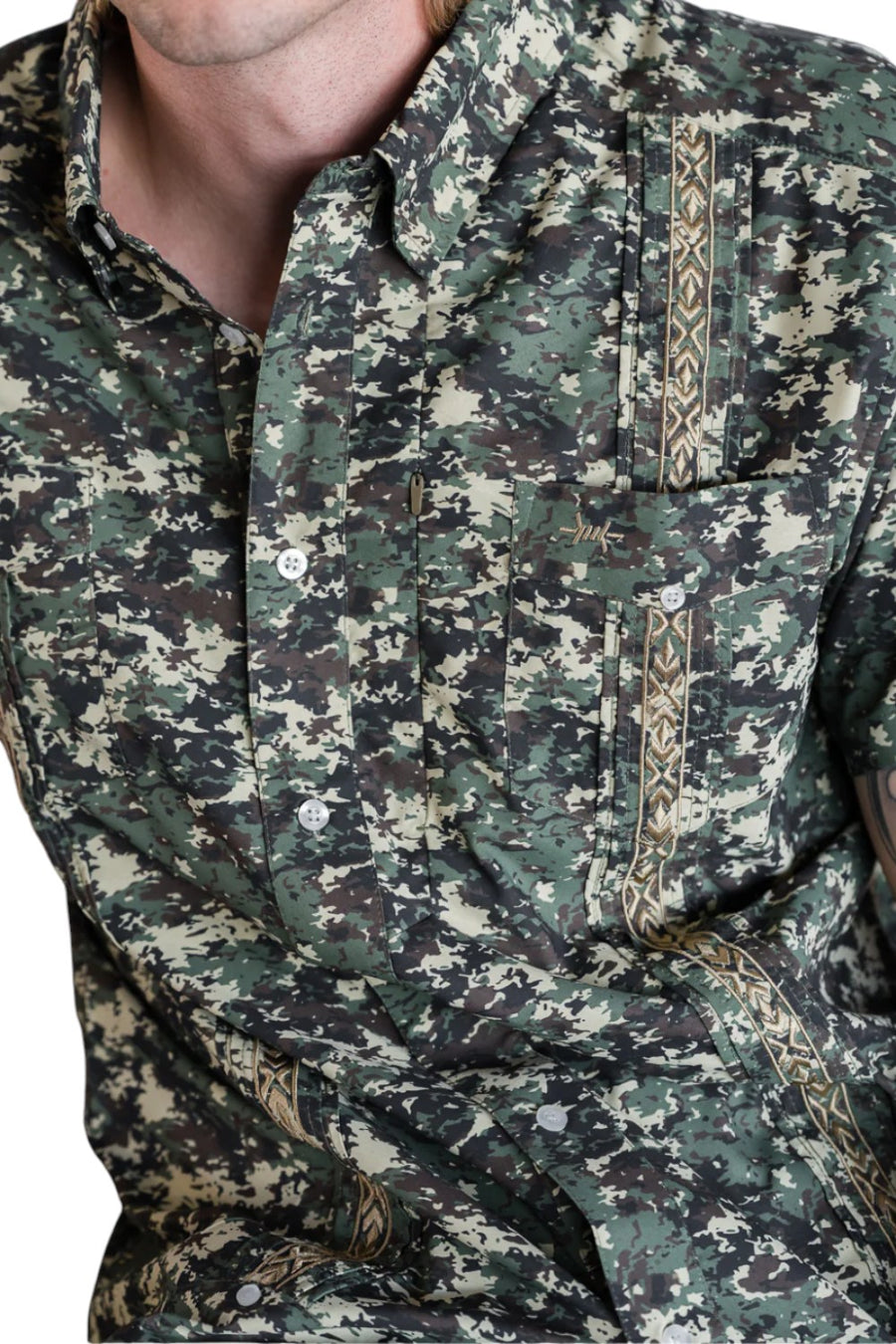 Texas Standard Guayabera Libre Short Sleeve Shirt in Field Camo