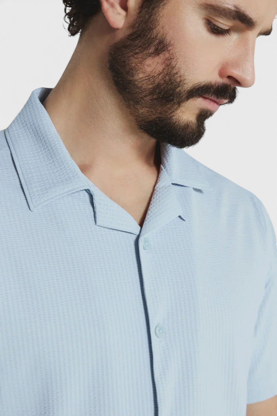 7 Diamond Sutherland Camp Shirt in Powder Blue – back view