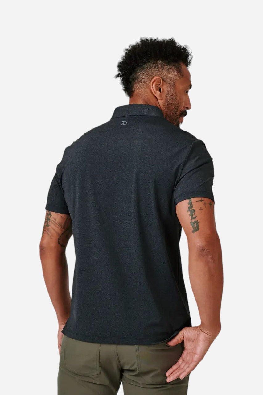 7 Diamonds Albatross Polo T Shirt in Black – back view