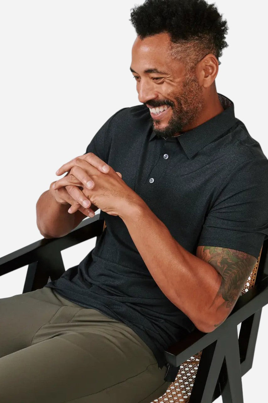 7 Diamonds Albatross Polo T Shirt in Black – flat lay