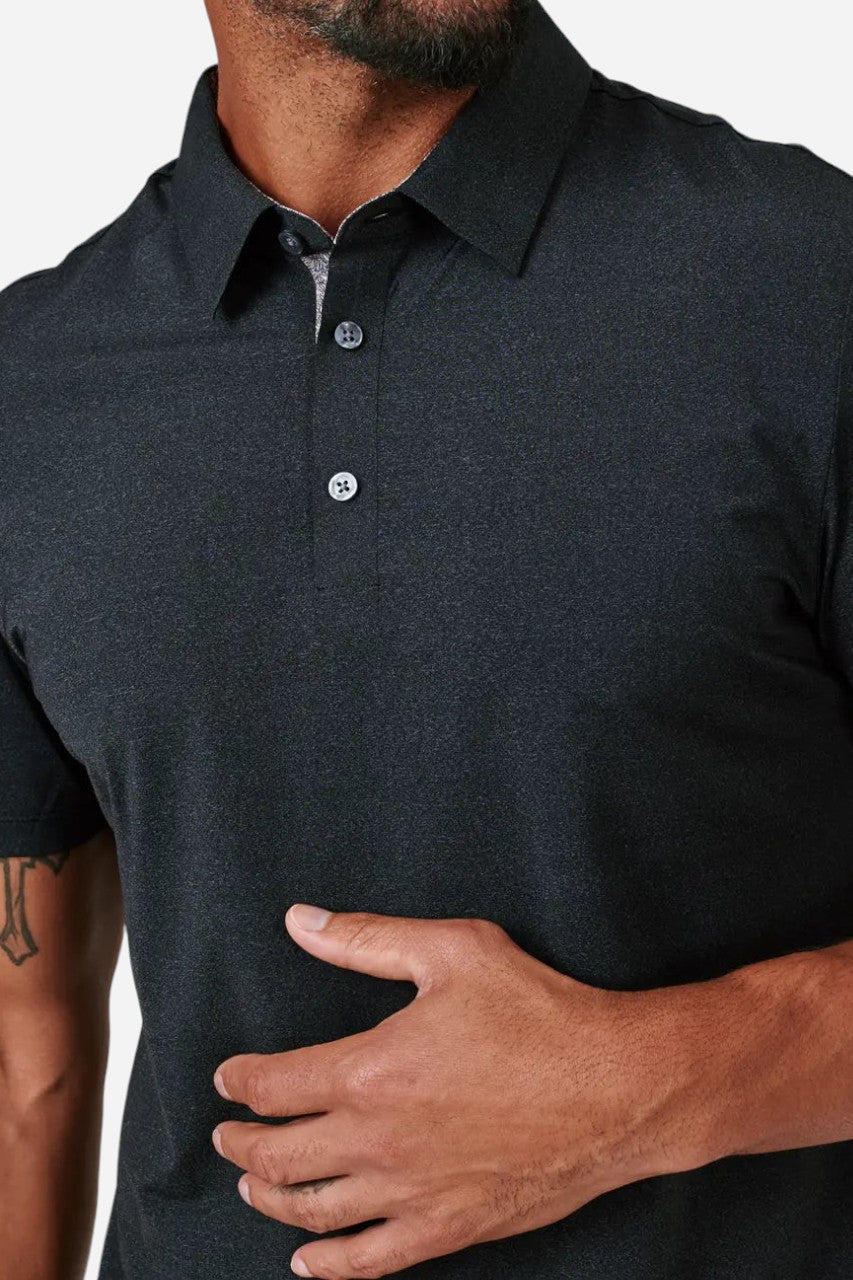 7 Diamonds Albatross Polo T Shirt in Black – side view