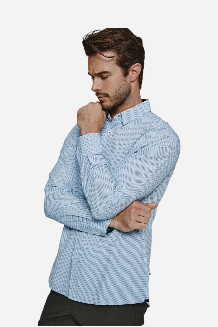 7 Diamonds Castel Long Sleeve Shirt in Light Blue – back view