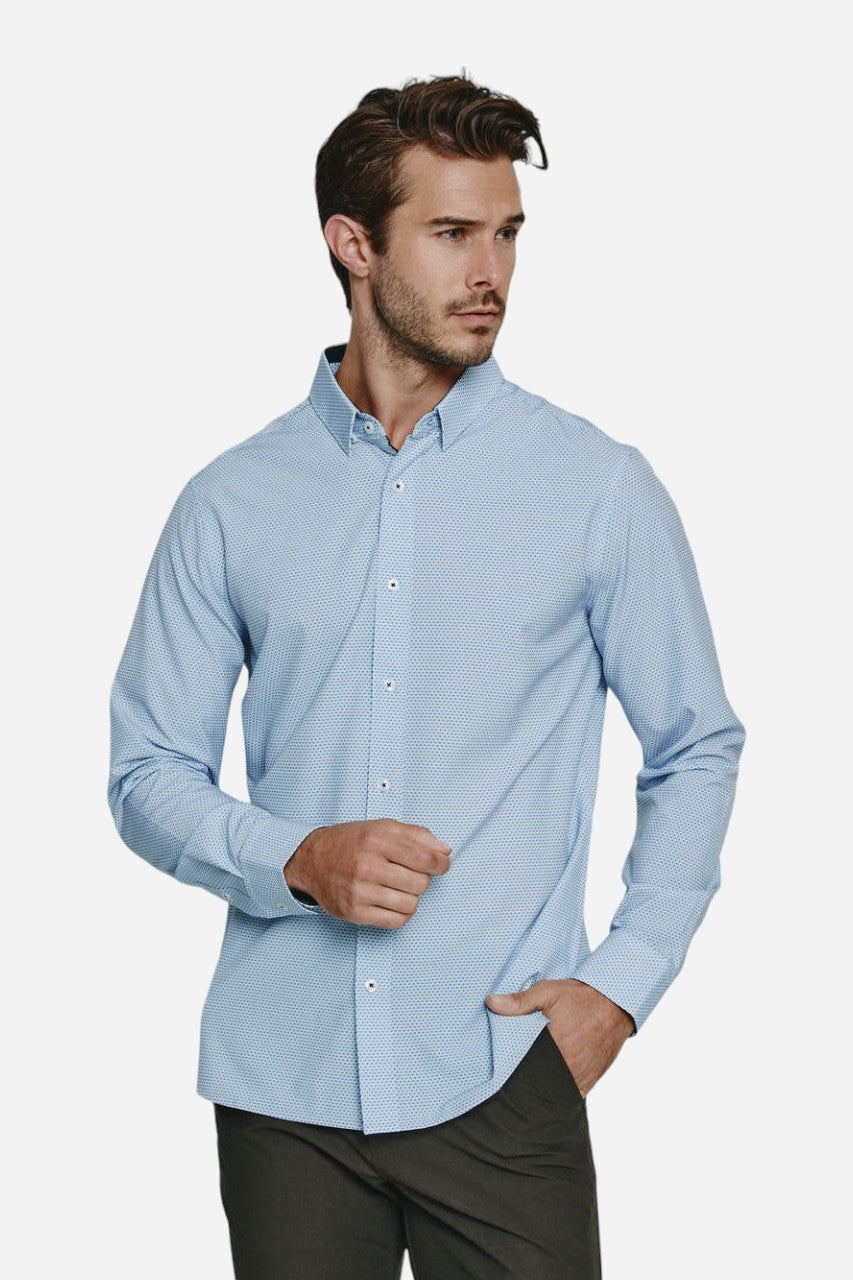 7 Diamonds Castel Long Sleeve Shirt in Light Blue – front view