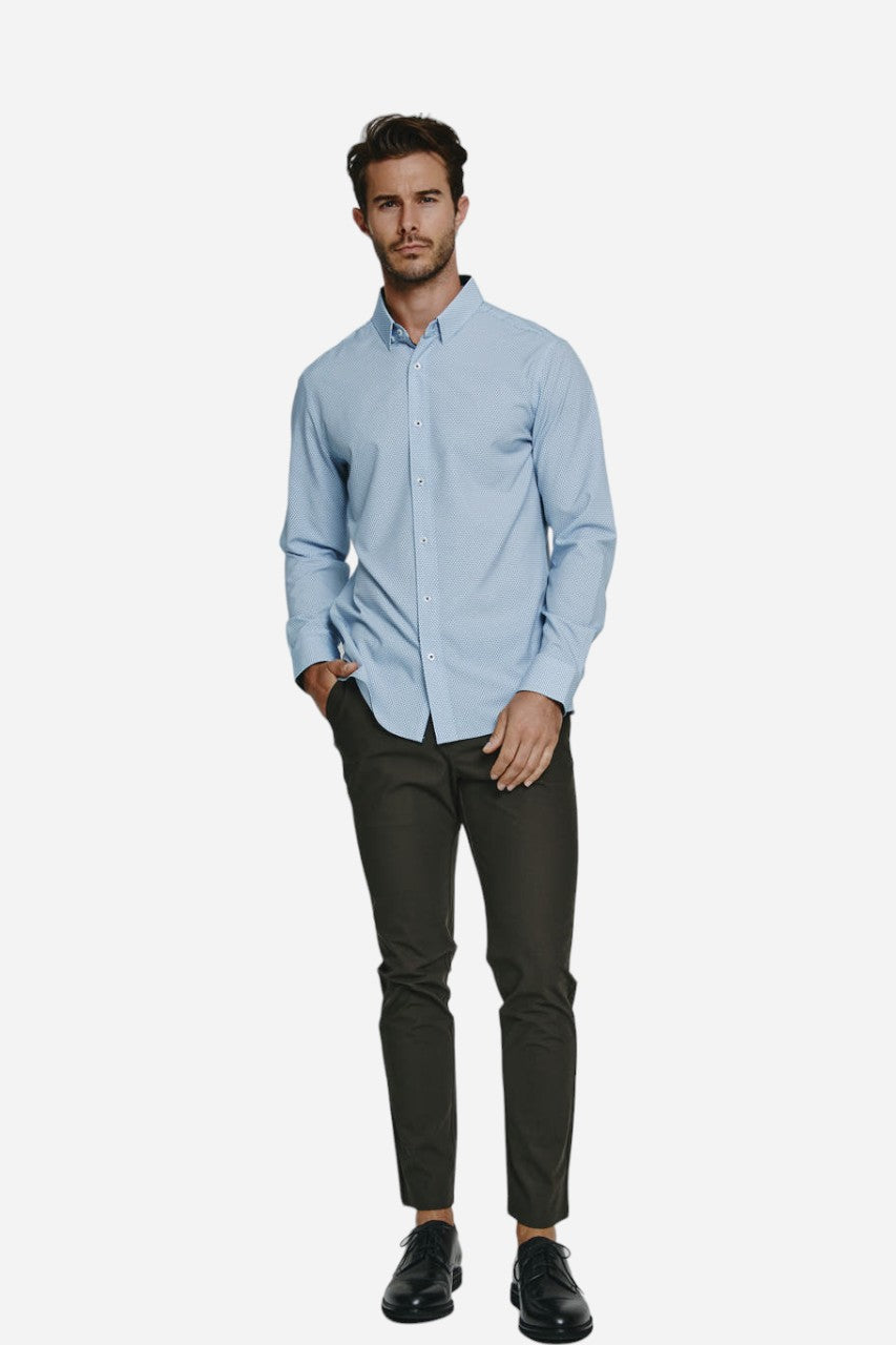 7 Diamonds Castel Long Sleeve Shirt in Light Blue – side view