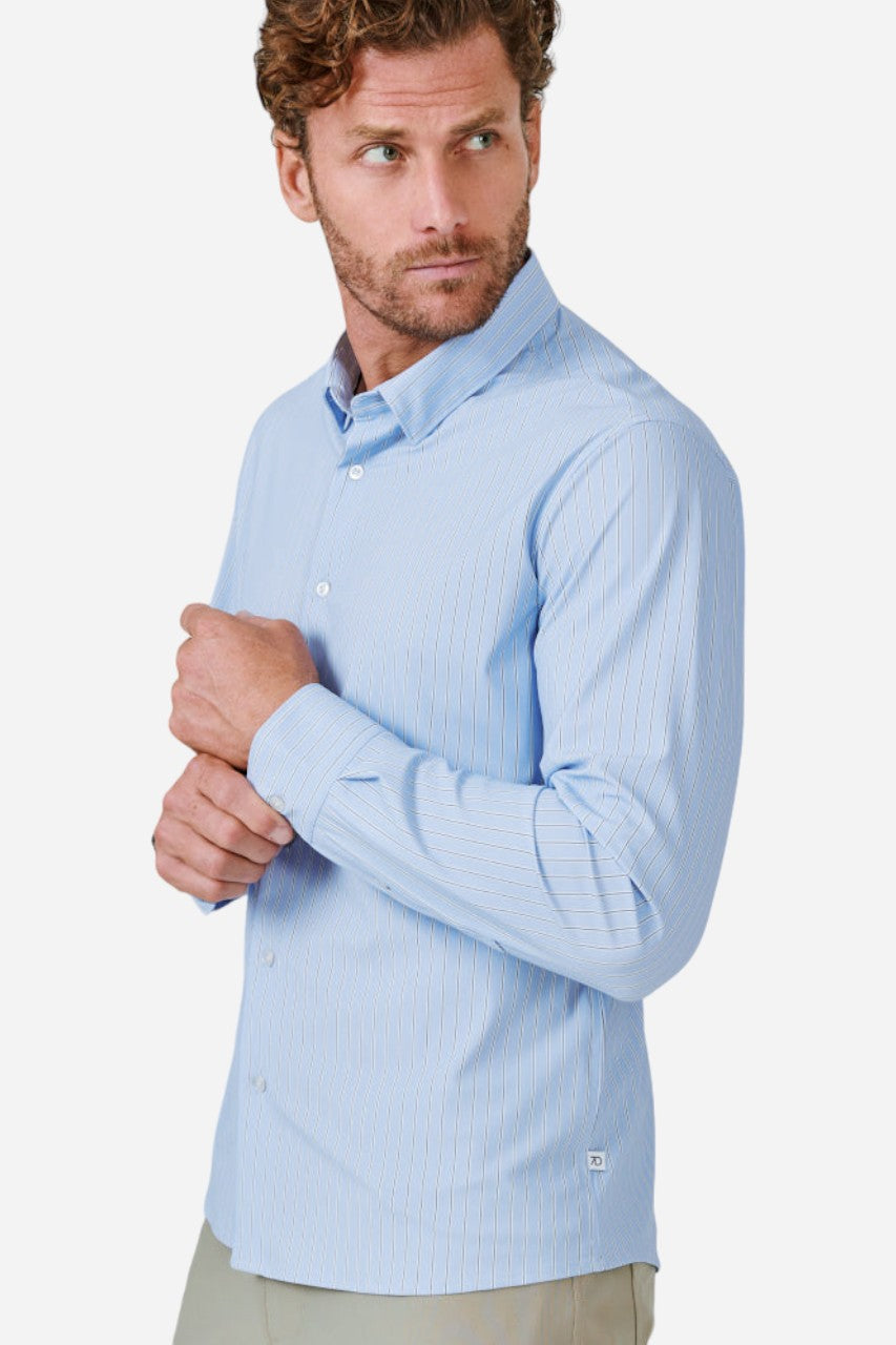 7 Diamonds Charles Long Sleeve Shirt in Light Blue – back view