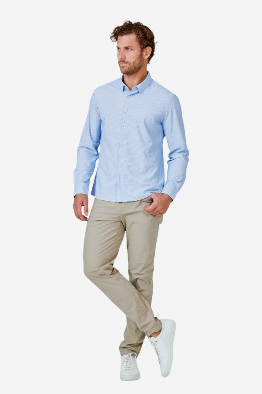 7 Diamonds Charles Long Sleeve Shirt in Light Blue – flat lay