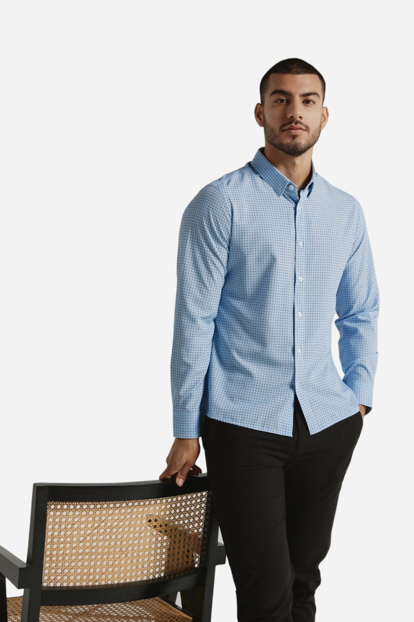 7 Diamonds Cyril Long Sleeve Shirt in Light Blue – flat lay