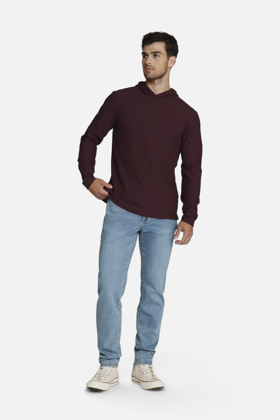 7 Diamonds Drift Hoodie in Burgundy – full length