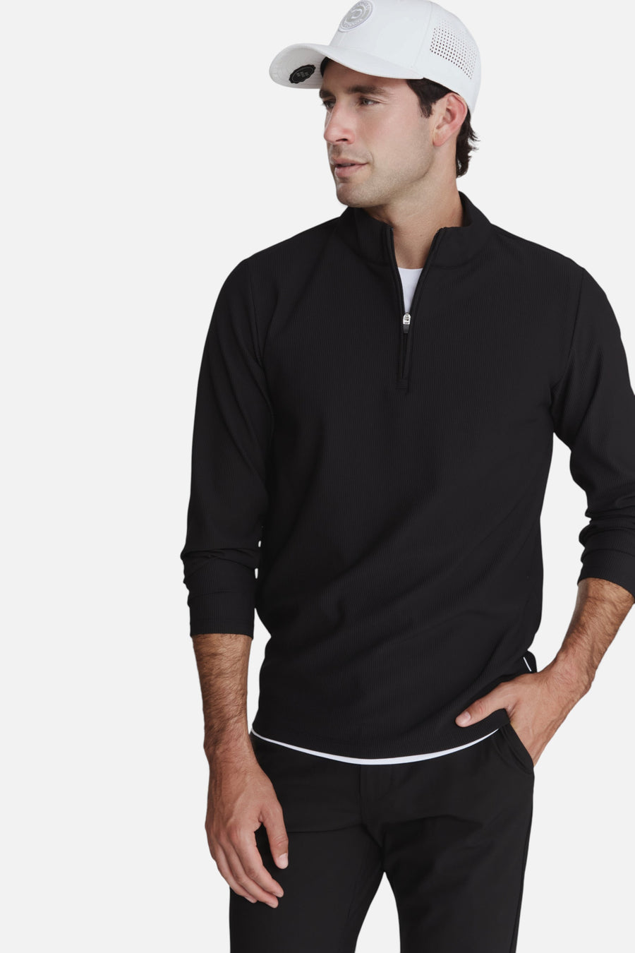 7 Diamonds Drift Quarter Zip Pullover in Black – alternate